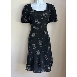 Vintage 90s Maggy London Dress 6 Grunge Floral Skater Cottagecore Retro Mod